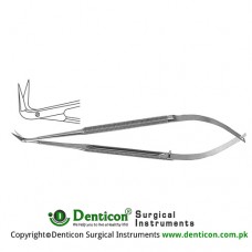 Micro Vascular Scissors Round Handle - Delicate Blades - One Blade with Probe Tip - Angled 90° Stainless Steel, 16.5 cm - 6 1/2"